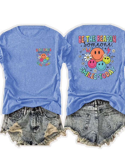 Women'S Casual Sports T-Shirt | Fun smiling Face Design, Lightweight & Breathable Fabric, Perfect For Beach And Park Outings - A Versatile And Trendy Addition To Your Wardrobe For Endless Joyful Adventures