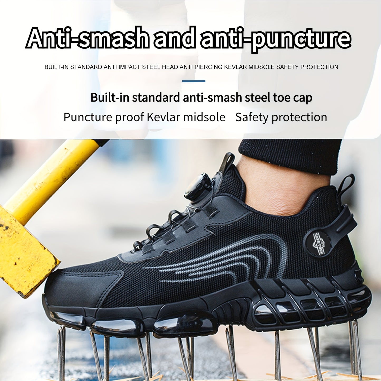 Men's New Fashionable Work Shoes, Puncture-resistant, Impact-resistant Safety Shoes, Sturdy And Durable, Lightweight Industrial Work Shoes
