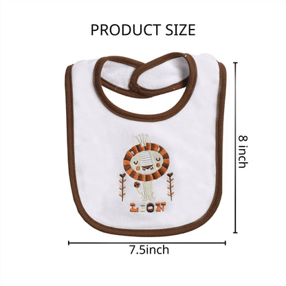 5-Pack Baby Bibs with Adjustable Snaps - Cute Cartoon Embroidery, Unisex Design for Boys & Girls - Perfect for Mealtime Messes