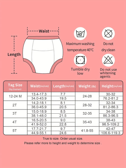 Potty Training Underwear - 10pcs, 100% Absorbent Pee Pants for Girls
