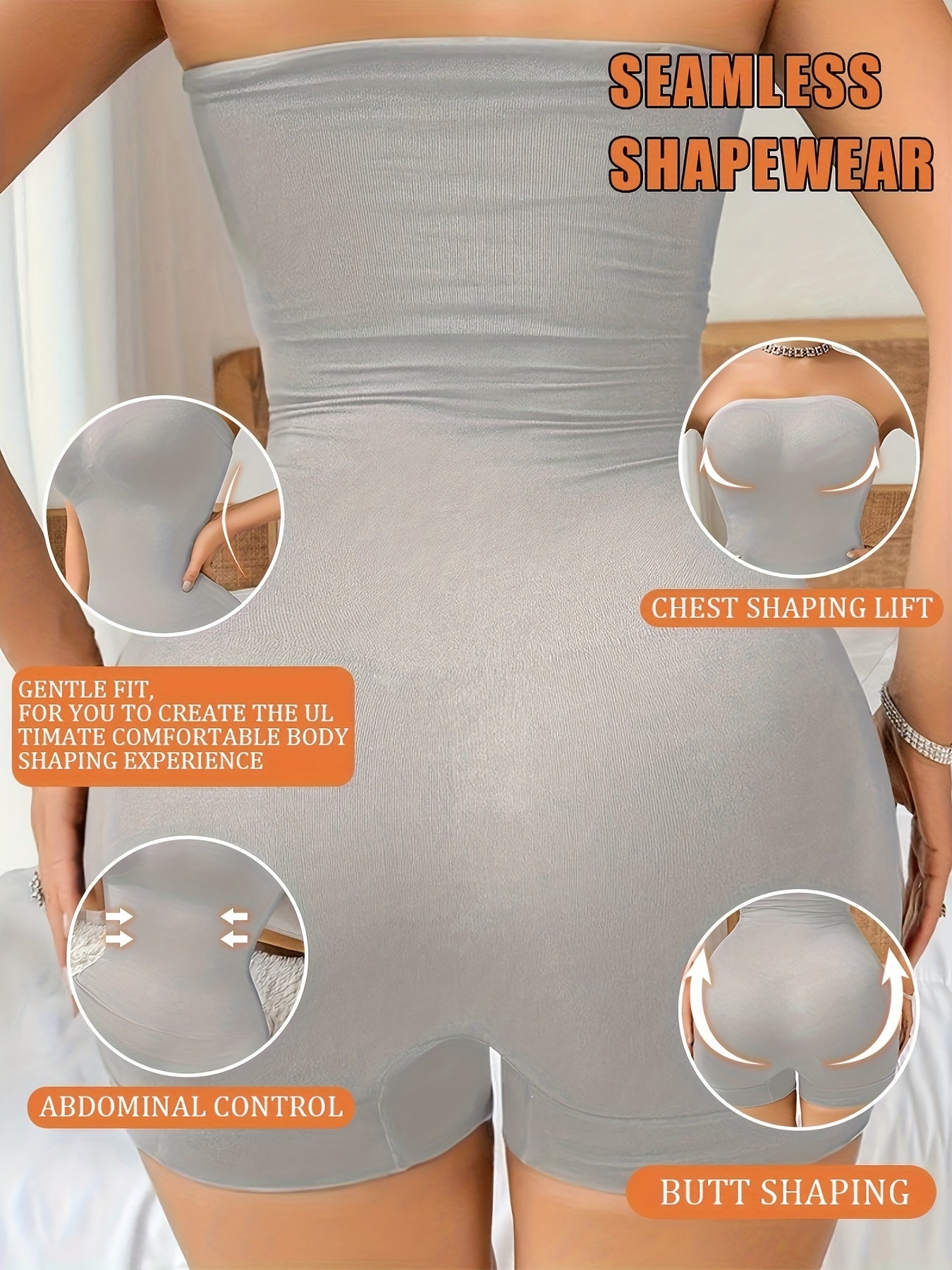 Plus Size Women's Seamless Shapewear - Full Body Shaping, Belly Control & Hip Lift, High Elasticity No Padding Design, Elegant Solid Color, Machine Washable, All-Season Wear, Tummy Control Shapewear