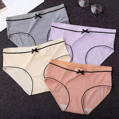 Random 12pcs, Girls' Tight Pants, with Bowknot Pattern. Comfortable to Wear, Good Breathability. Girls' Triangular Underwear, In Multiple Colors.