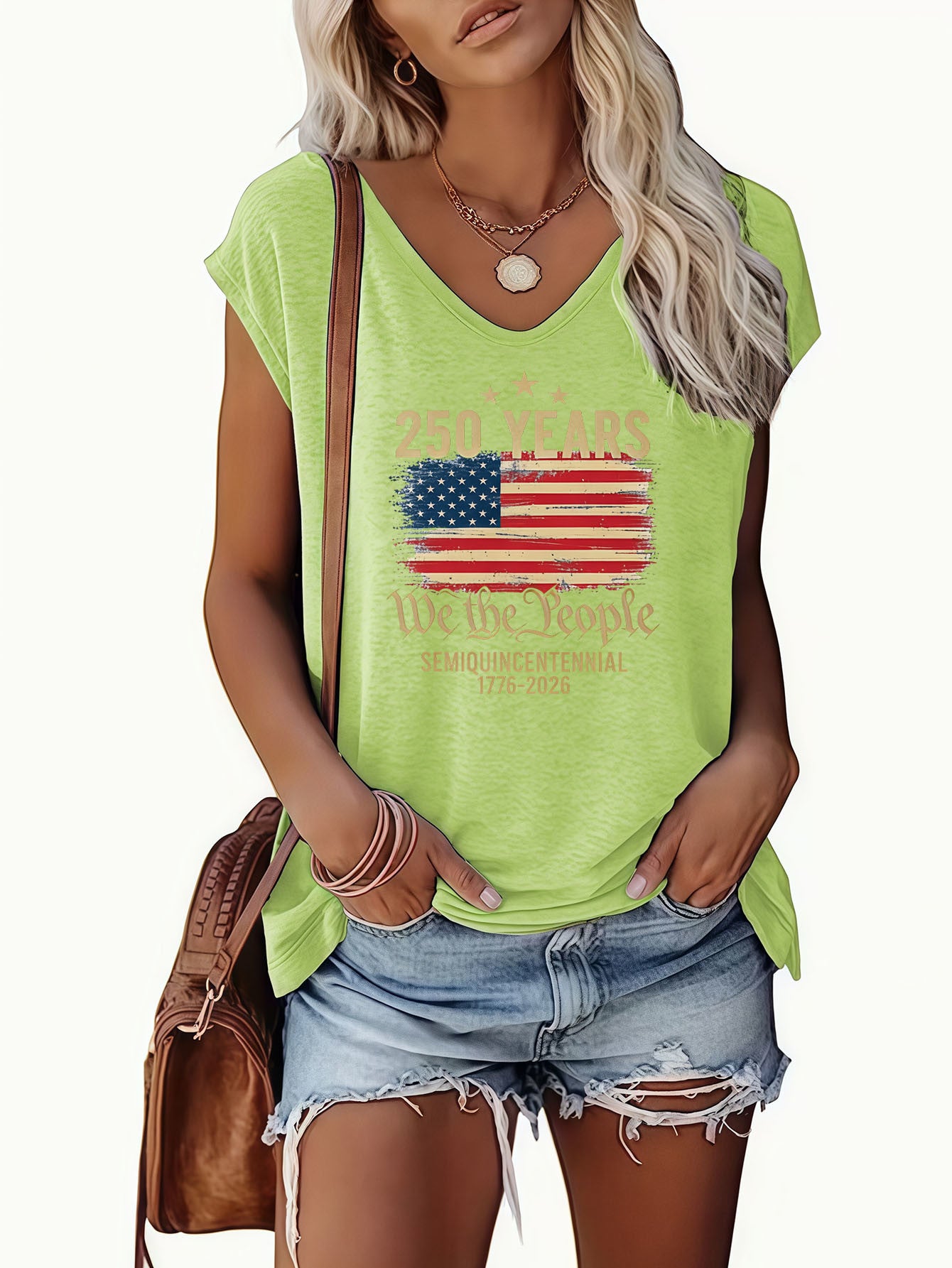 Casual American Flag Print VNeck Sleeveless Top, Soft Drape Loose Breathable Fabric Comfortable, Simple Chic Versatile Daily, Home Commute Outing Can Wear, Elegant Lazy Temperament