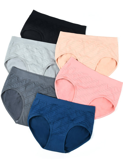 6pcs Women'S Seamless Underwear, Comfortable And Breathable Underwear, Seamless Mid Waist Triangle Panties