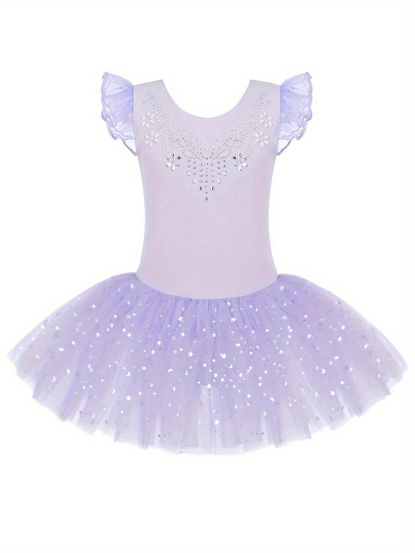 [Perfect Gift] Sweet Girls Ruffle Sleeve Ballet Skirted Leotard Shiny Dance Tutu Dresses for Ballet Gymnastics Performance, Perfect for Outdoor, All Seasons, Gift for Back-to-School Season, Beach Essentials, Perfect for Outdoor