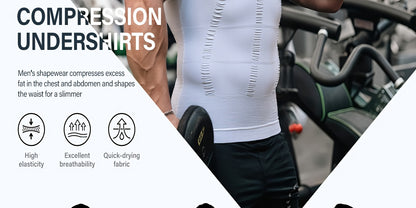 3pcs Pack Men's Compression Shaping Vest - Tummy Control Slimming Shirt, Muscle Enhancing Workout Tank Top Suitable for Gym, Post-Surgery & Casual Attire - Discreet Shapewear (Machine Washable)