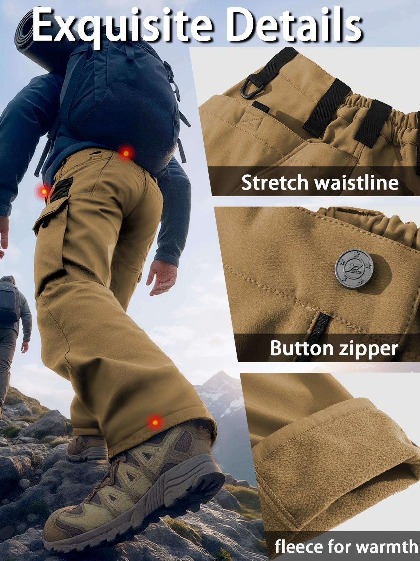 Men's Heavy-Duty Tactical Winter Pants - Thickened Insulated Work Pants with Multi-Pocket Design, MOLLE System Compatible for Hiking, Hunting, Construction - All-Season Outdoor Pants, Winter Work Pants for Men, Mens Winter Pants, Baggy Snow Pants
