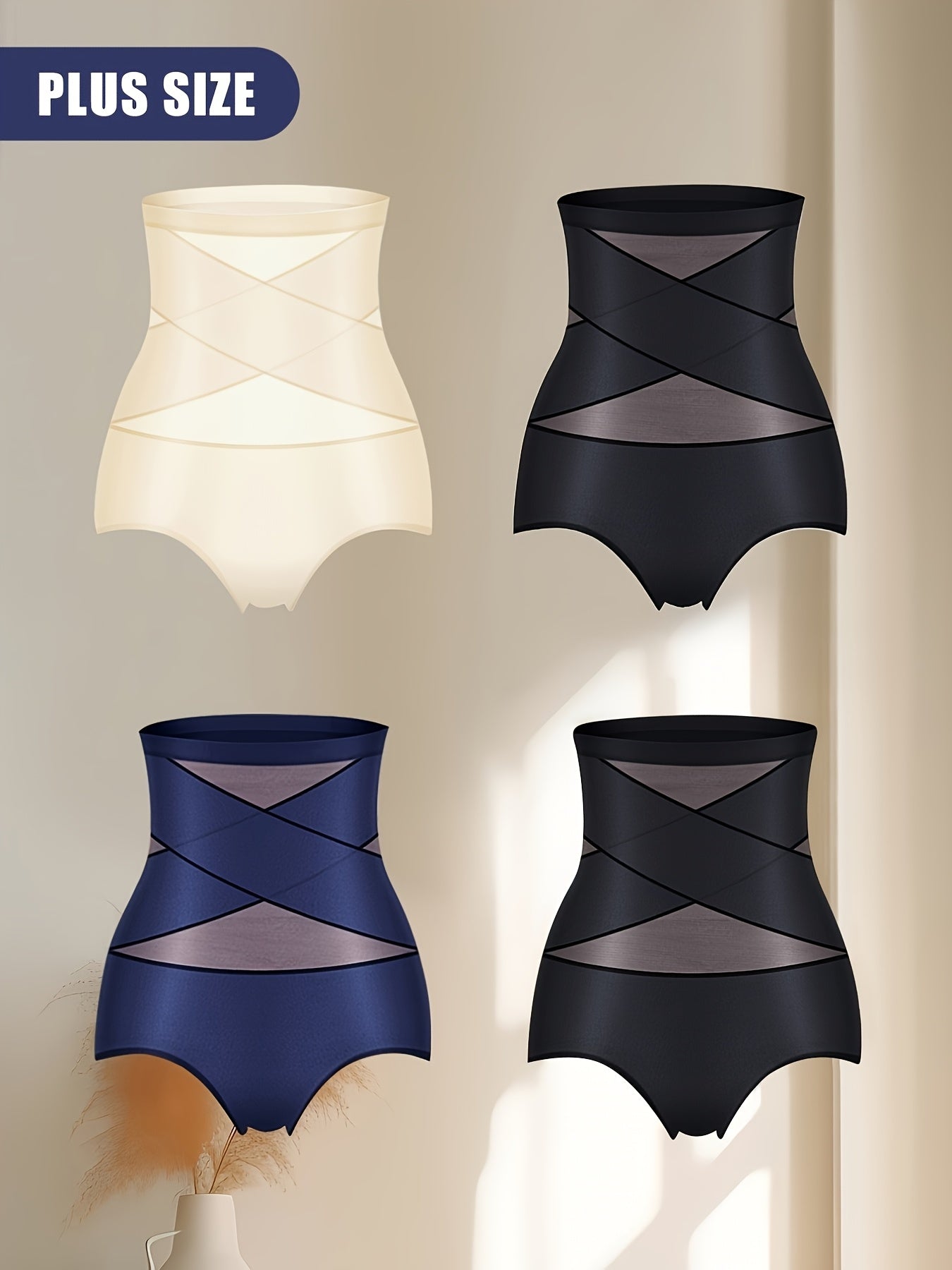 4pcs Fashionable Plus size Women'S Briefs High waisted Tummy controlling - product view 9