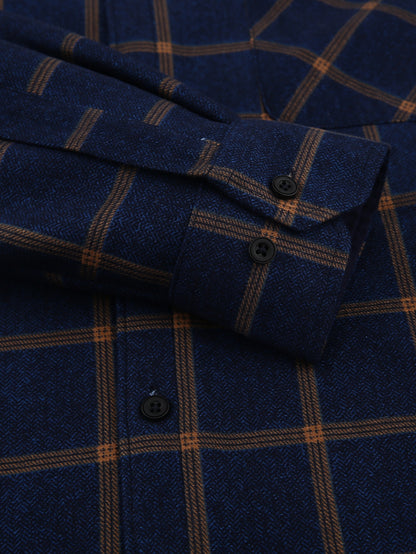 Men's Winter Flannel Plaid Shirt - Thick Warm Fleece-Lined Long Sleeve with Dual Chest Pockets, Casual Button-Up Collar for Cold Weather, Wrinkle-Resistant Soft Plaid Pattern in Navy/Red, Winter Clothes for Men, Mens Winter Clothes