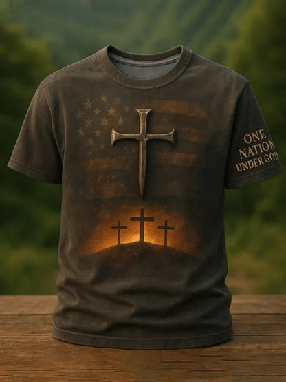 Men's Patriotic T-Shirt - Round Neck Short Sleeve Streetwear Style 230437