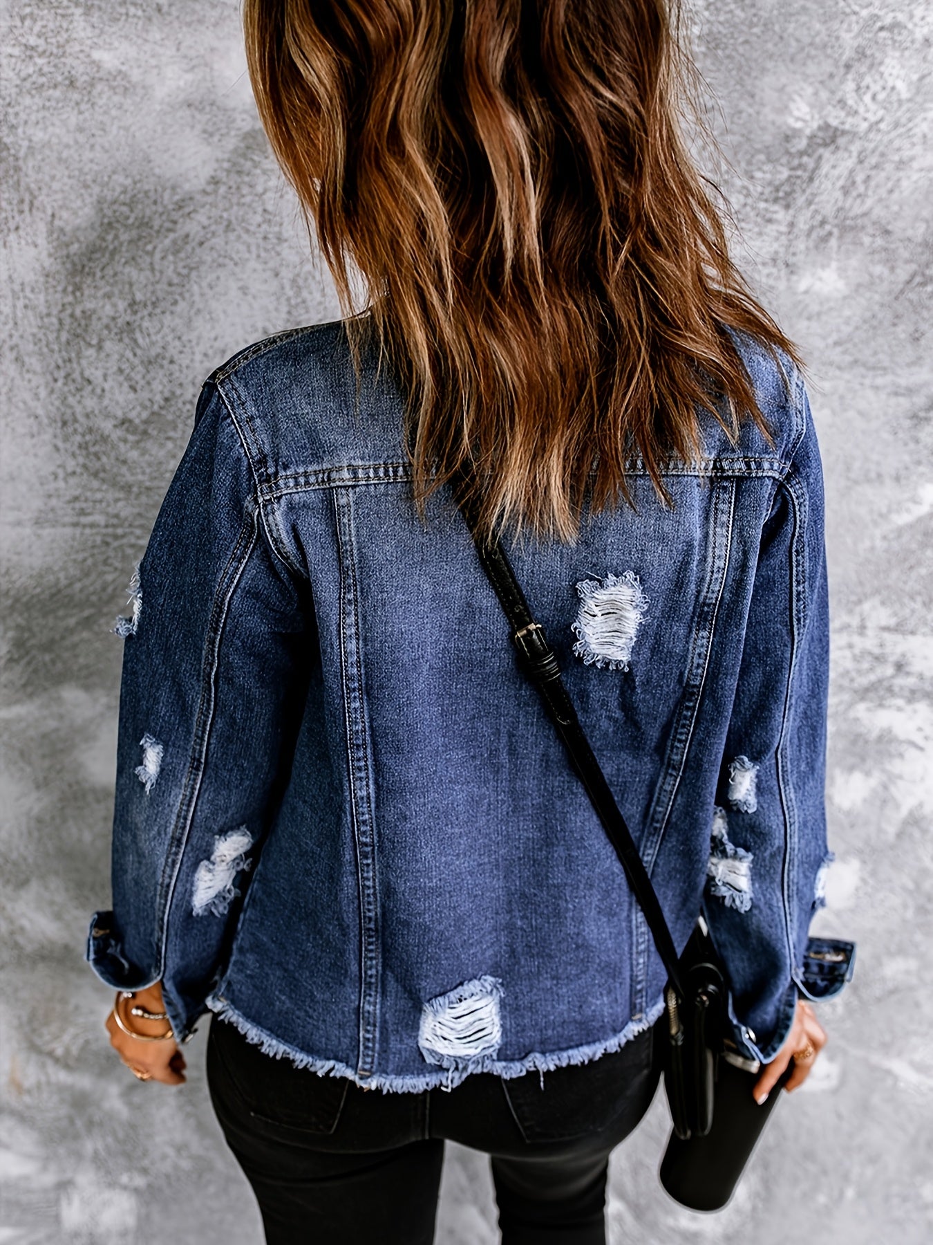 Women's Medium Blue Denim Oversized Denim Jacket - product view 9