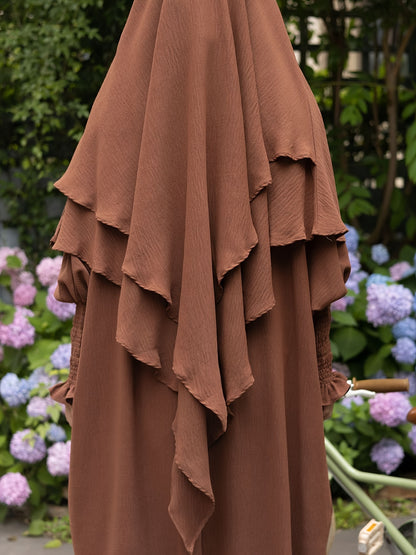 Khimar+abaya 2pcs Set Umrah Rida Set Player Abaya Set with Pockets