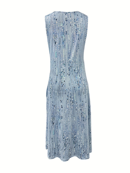 New Fashion Seaside Holiday Style Full-body Printed Vest Dress[directional]