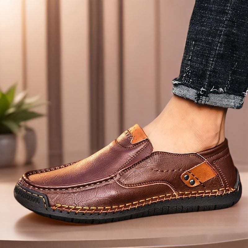 [Breathable Slip-On Loafers] New Hand-Stitched Men's Outdoor Casual Shoe Slip-On Shoe Spring Low-Cut Breathable Plus Size Loafers