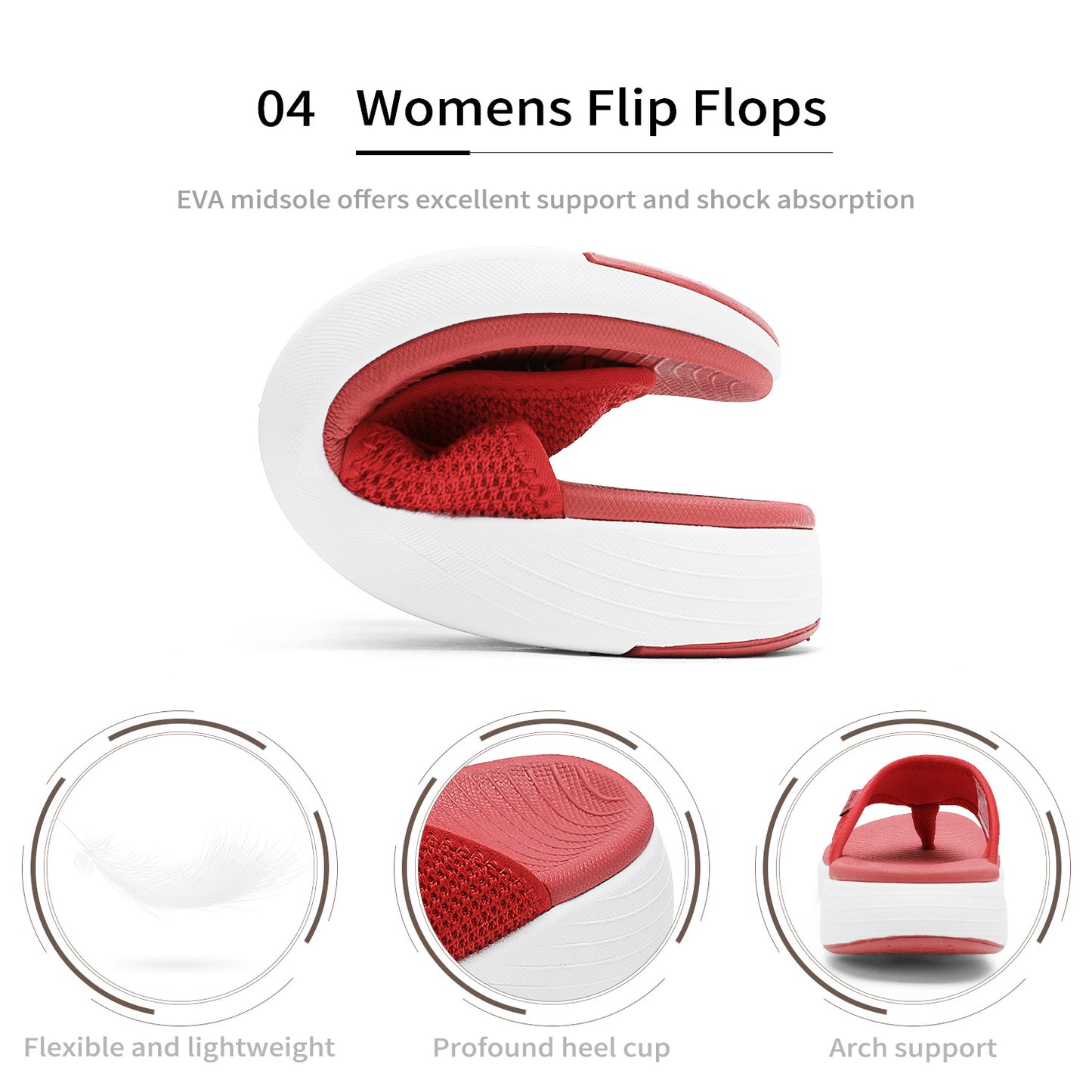 Shoes for Women, Womens Sandals, Women's Arch Support Soft Cushion Flip Flops Thong Sandals, Comfortable, Simple, Suitable for Summer Vacation, Walking, Shopping