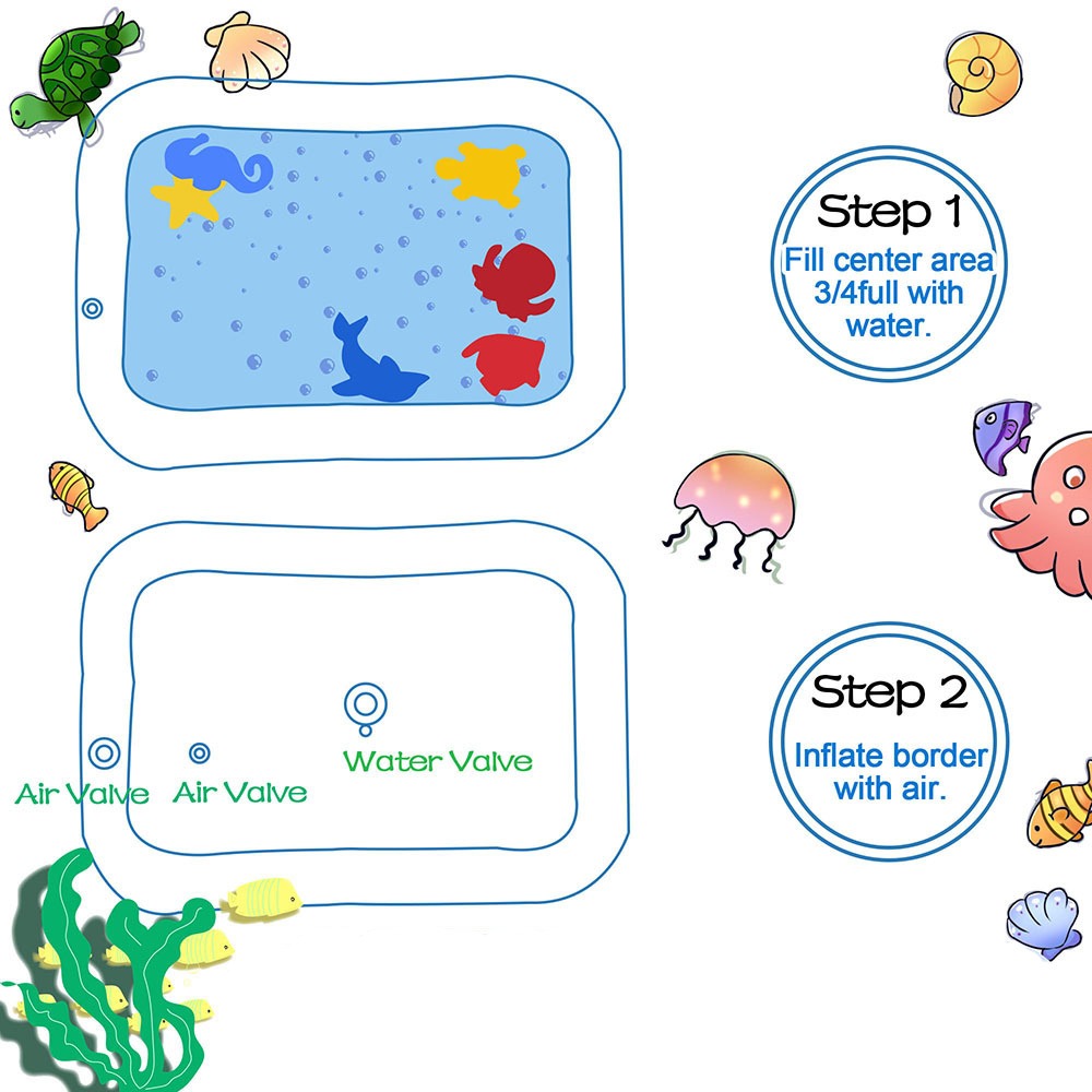 Baby Play Mat - Inflatable Pink Blue Tummy