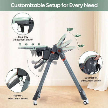 Baby High Chair - Foldable Adjustable Cochildor 3-in-1