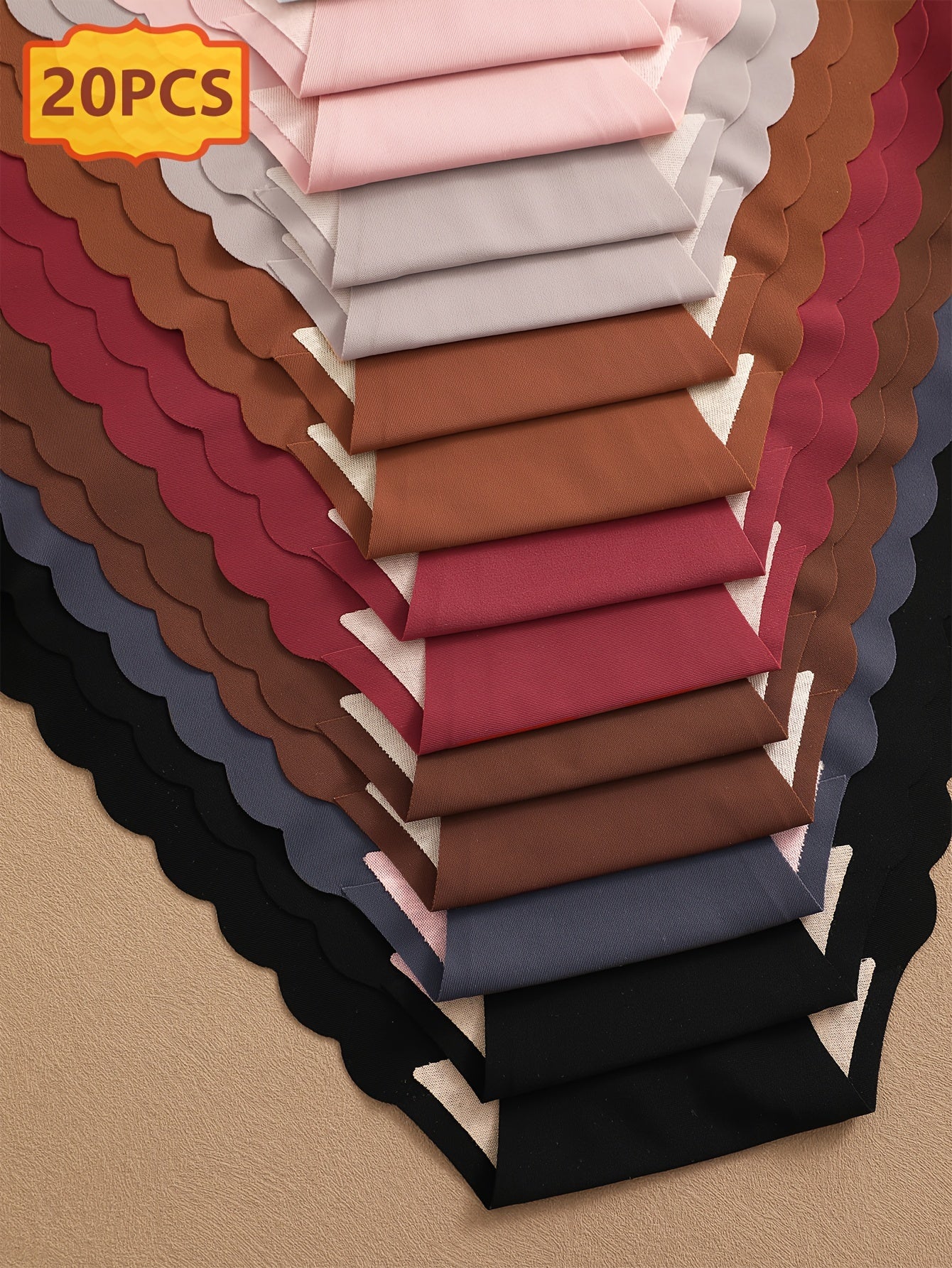 20pcs Set Of Seamless Wave Edge Triangle Pants with Solid Color Wave Edge Design, Breathable And Comfortable Underwear, Seamless And Elastic Triangle Pants, Daily Commuting Women's Underwear And Underwear