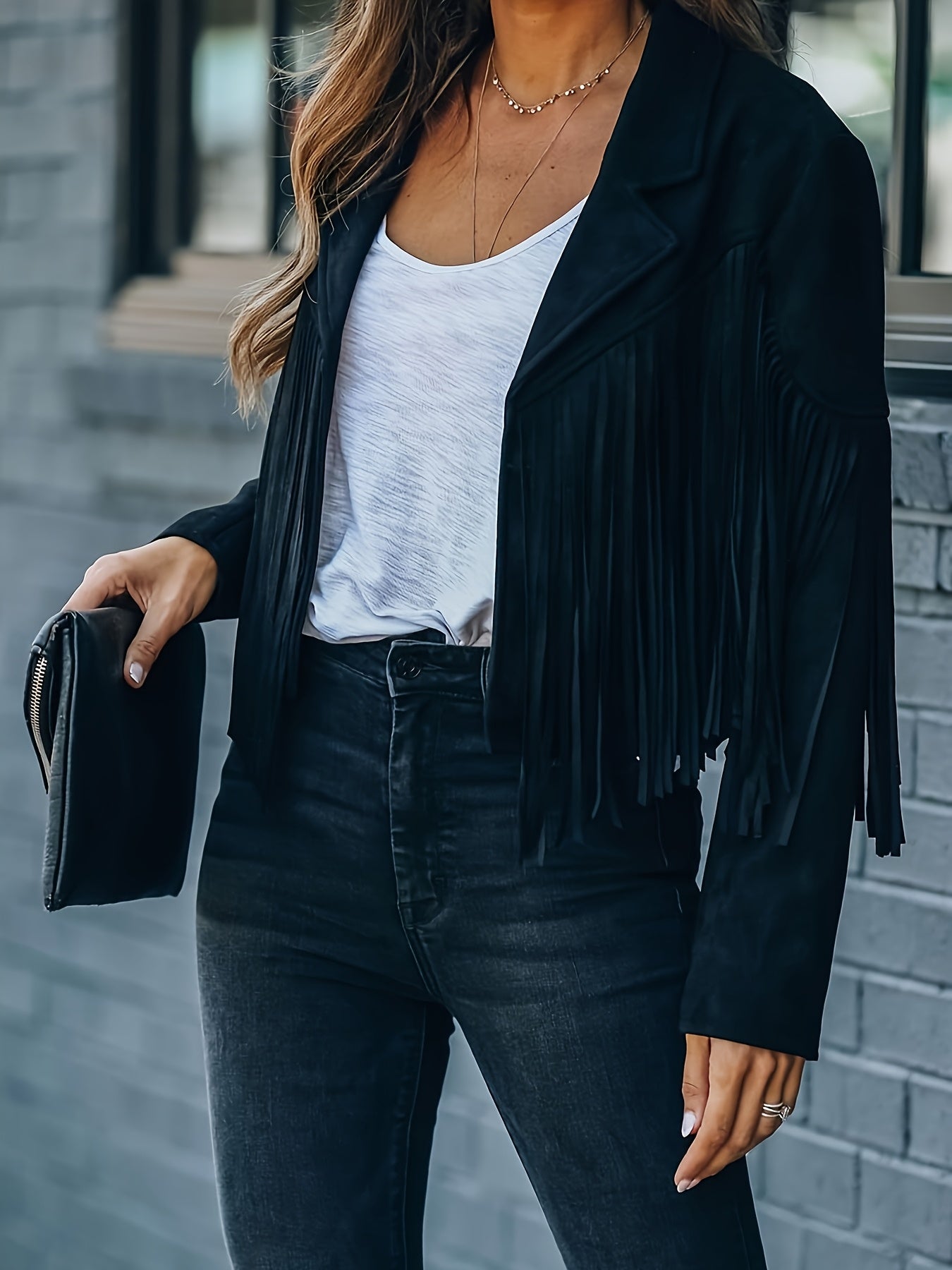 Faux Jacket Women Tassel Motorcycle Fringe Cropped Coats 2026 Spring Western Outfit Trendy Fall Long Sleeve Cowgirl Outfits Cardigan Jackets