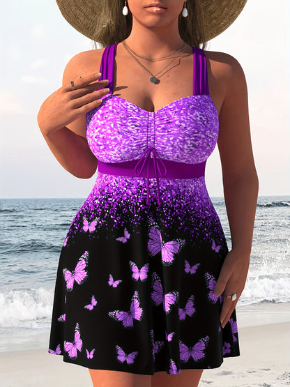 Fashionable Women's Pink Bubble Tankini Swimsuit Set