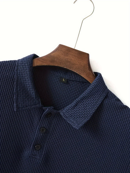 Men's Ice Silky Elastic Solid Short Sleeved Lapel Golf Shirt, Summer Outdoor Cool Polo Shirt T-shirt, Men's Gift