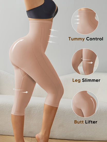 Solid High-Waisted Shaping Shorts Featuring an Anti-Slip Strip, Designed for Tummy Control And Butt Lifting. These Comfortable And Highly Elastic Shapewear Pieces Are Excellent for Abdominal And Hip Lifting