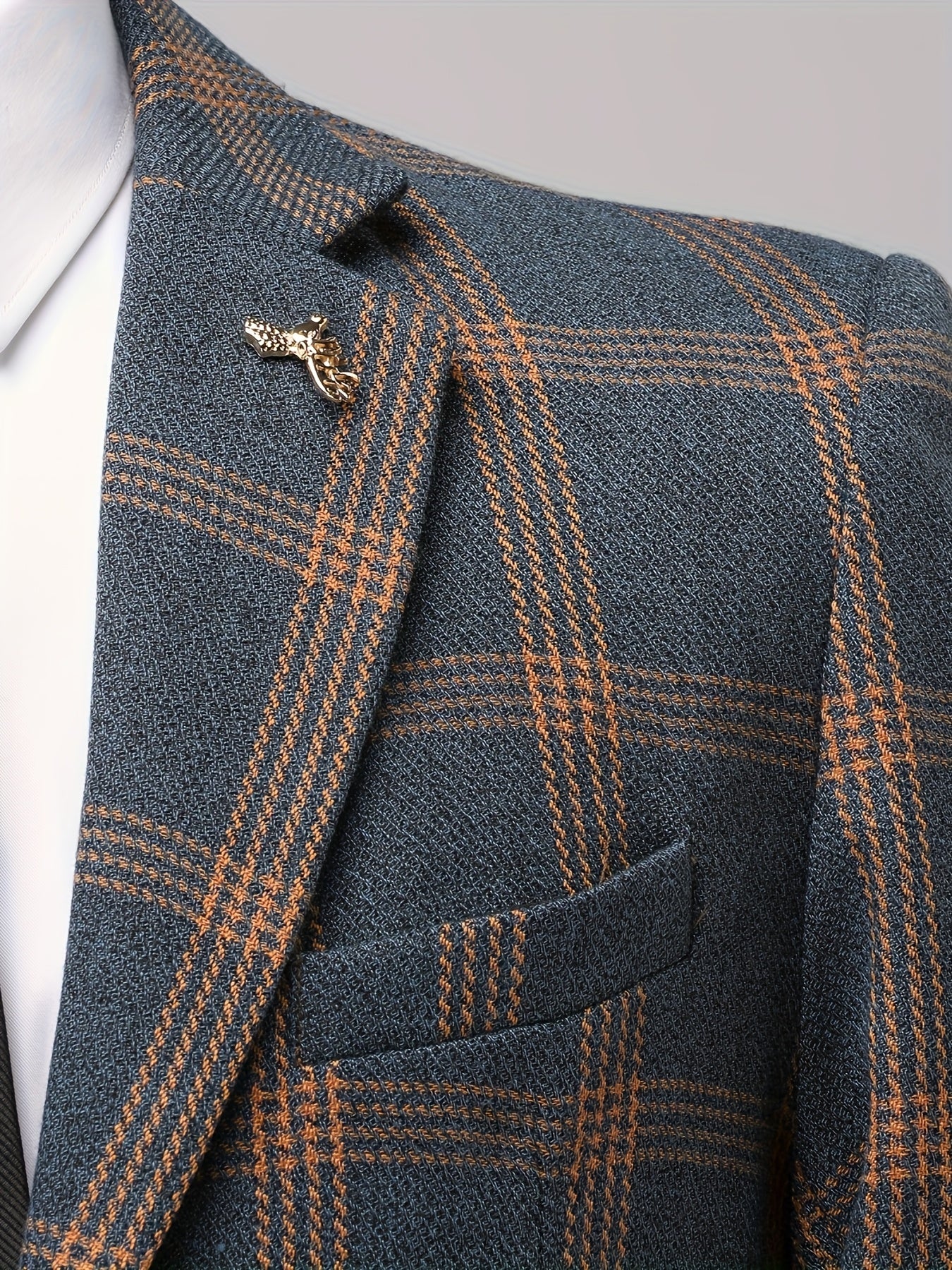 The Latest Men's Plaid Suit Two-piece Four-season Men's Size Slim-fit Two-piece Wedding Banquet Dress Business Casual