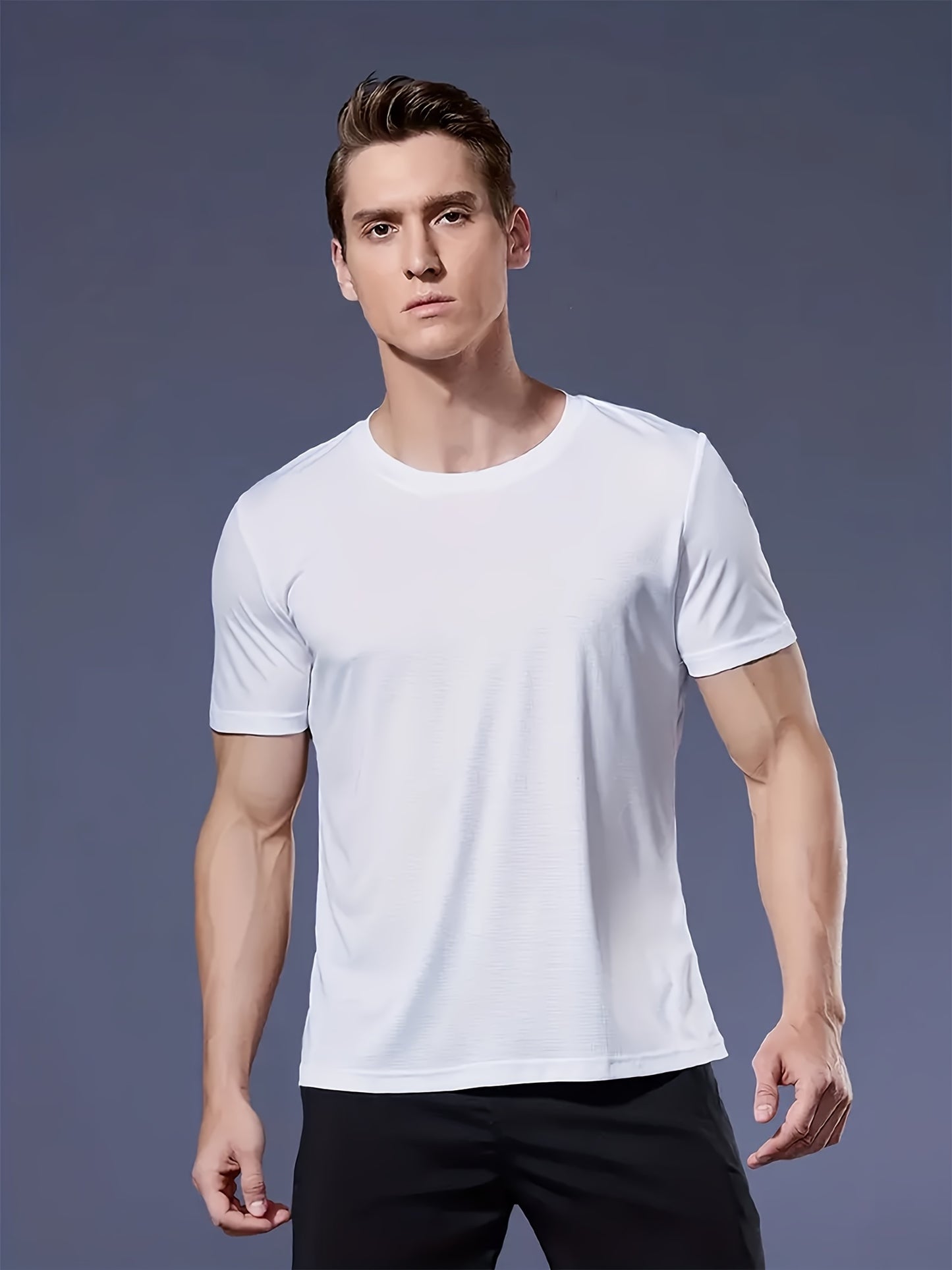 Men's White 9pcs Polyester Short-Sleeve T-Shirt - product view 10