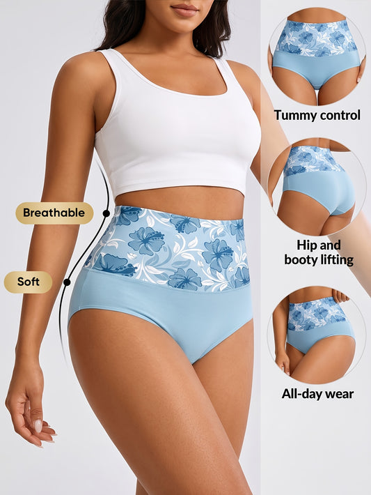 6pcs Women'S Underwear Nylon Tummy Control Soft And Breathable Comfortable Floral Pattern Daily Commuting And Leisure Activities 26Ss