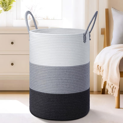 Collapsible Laundry Basket, Woven Rope Laundry Hamper, 12.15gal/15.85gal/ 21.13gal/26.42gal Laundry Bag For Decor Storage Of Dirty Clothes, And Blankets In Bathroom, Room And Living Room