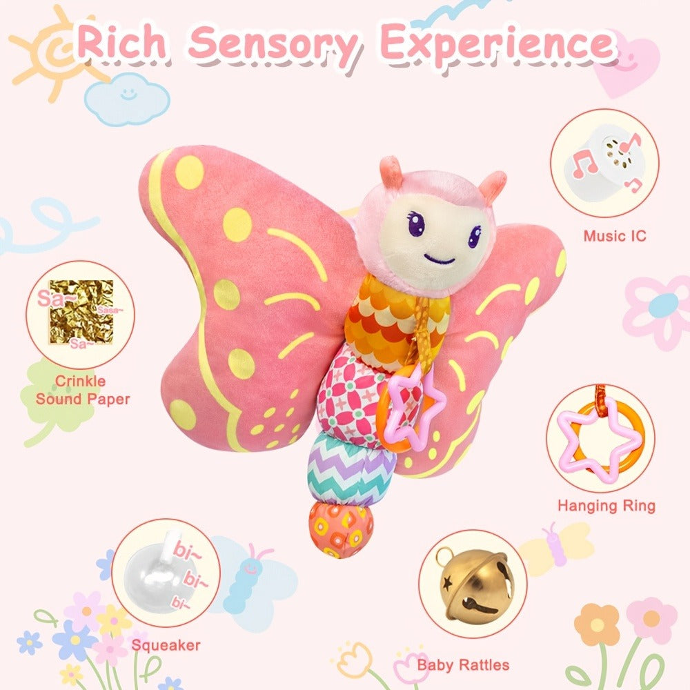 Butterfly Baby Sensory Toy with Rattle – Crinkle Plush Soother