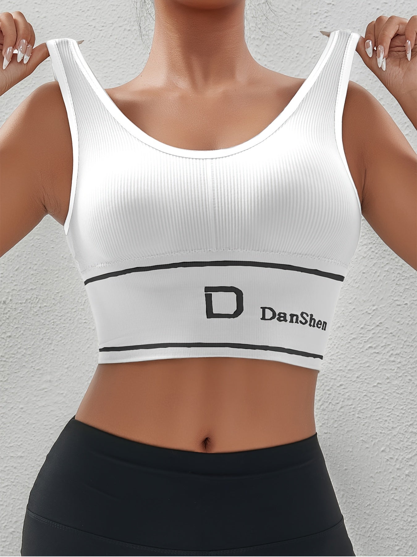 1pc EssElegance Plus-Size Push-Up High-Impact Wireless Sports Bra - Cross-Back Seamless Design with Removable Pads, Breathable Compression for Yoga, Running & Training