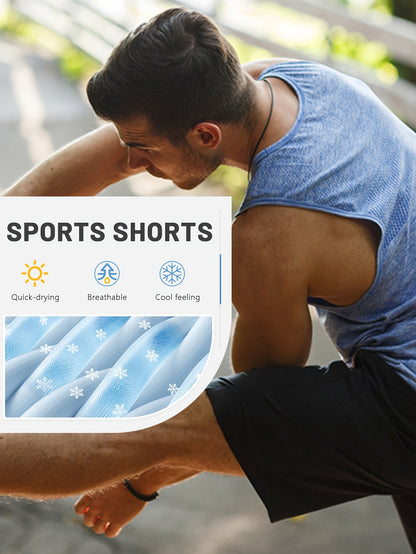 5pcs Pc (5-Color Multi) Men's Summer Athletic Shorts with Elastic Drawstring Waist & Zipper Pockets - Lightweight Breathable Fabric, Regular Fit Mid-Rise Suitable for,, Gym, Casual Wear - Smooth Texture Shorts