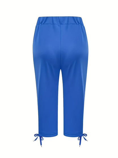 [Two-piece Pack] 5791A92 Women's Lightweight Three-piece Trousers, with Drawstring Waist - Casual Trousers, Spring And Summer Comfortable And Fashionable Daily Trousers | Loose Version Trousers | Casual Style Trousers