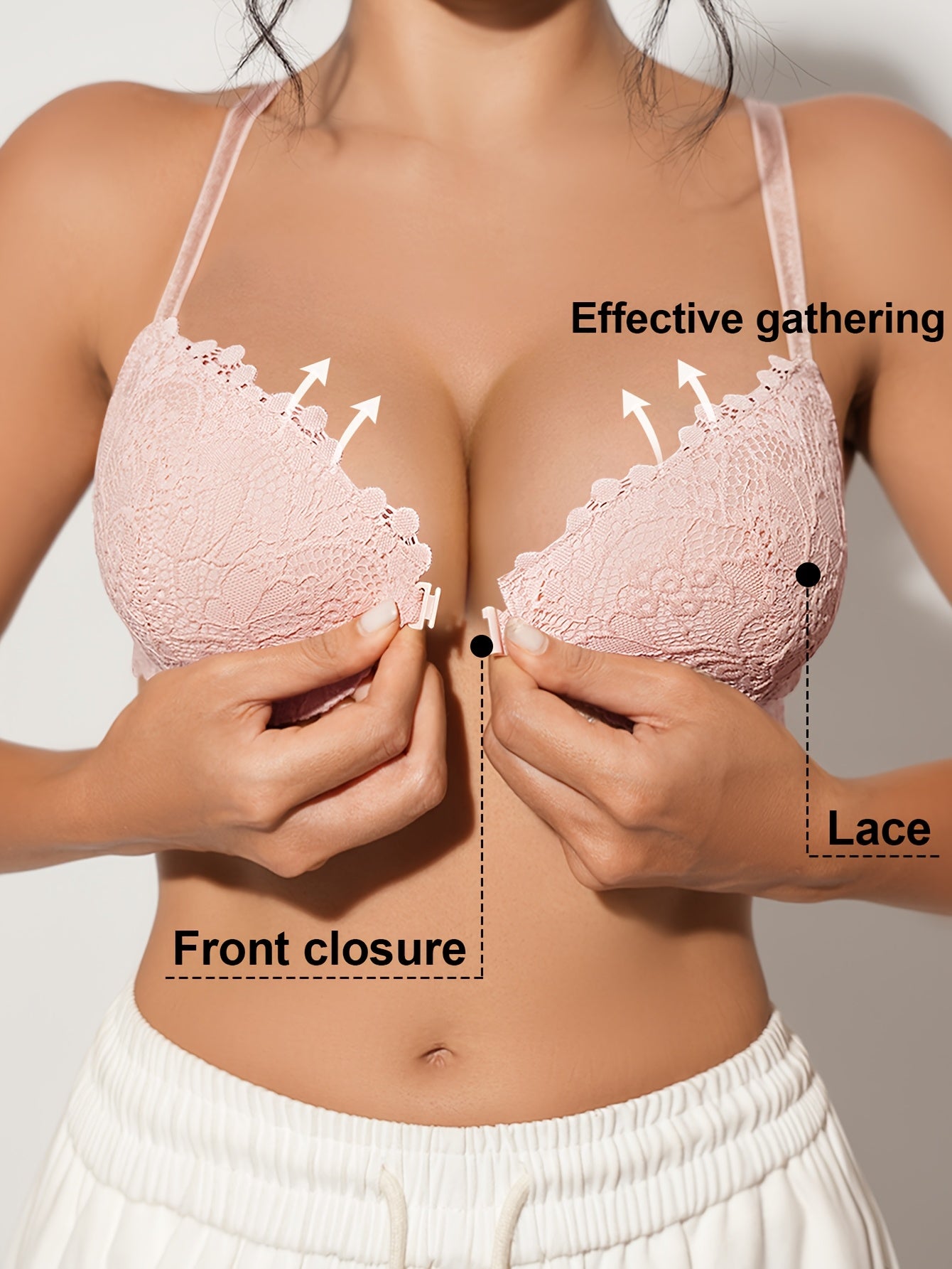 Sexy Lace Front-Buttoned Lingerie Women'S Cup-Shaped Soft And Breathable Push-Up Bra. Shipped from Local