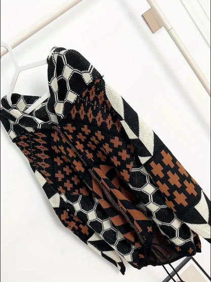 Autumn And Winter New Sweater with Two-Tone Color Block, Lightweight Layering Piece, Everyday & Formal Outfits - Sweater Cardigan, Casual Wear, Textured Knitwear, Fall Fashion, Stylish Knitwear, Cozy Material, Versatile Top, Office Attire
