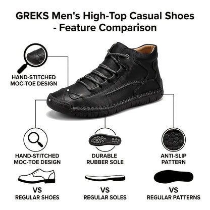 GREKS Men's Plus Size Handmade Ankle Boots - Lightweight Slip-On, Breathable, Durable Mid-Top Driving And Walking Loafers