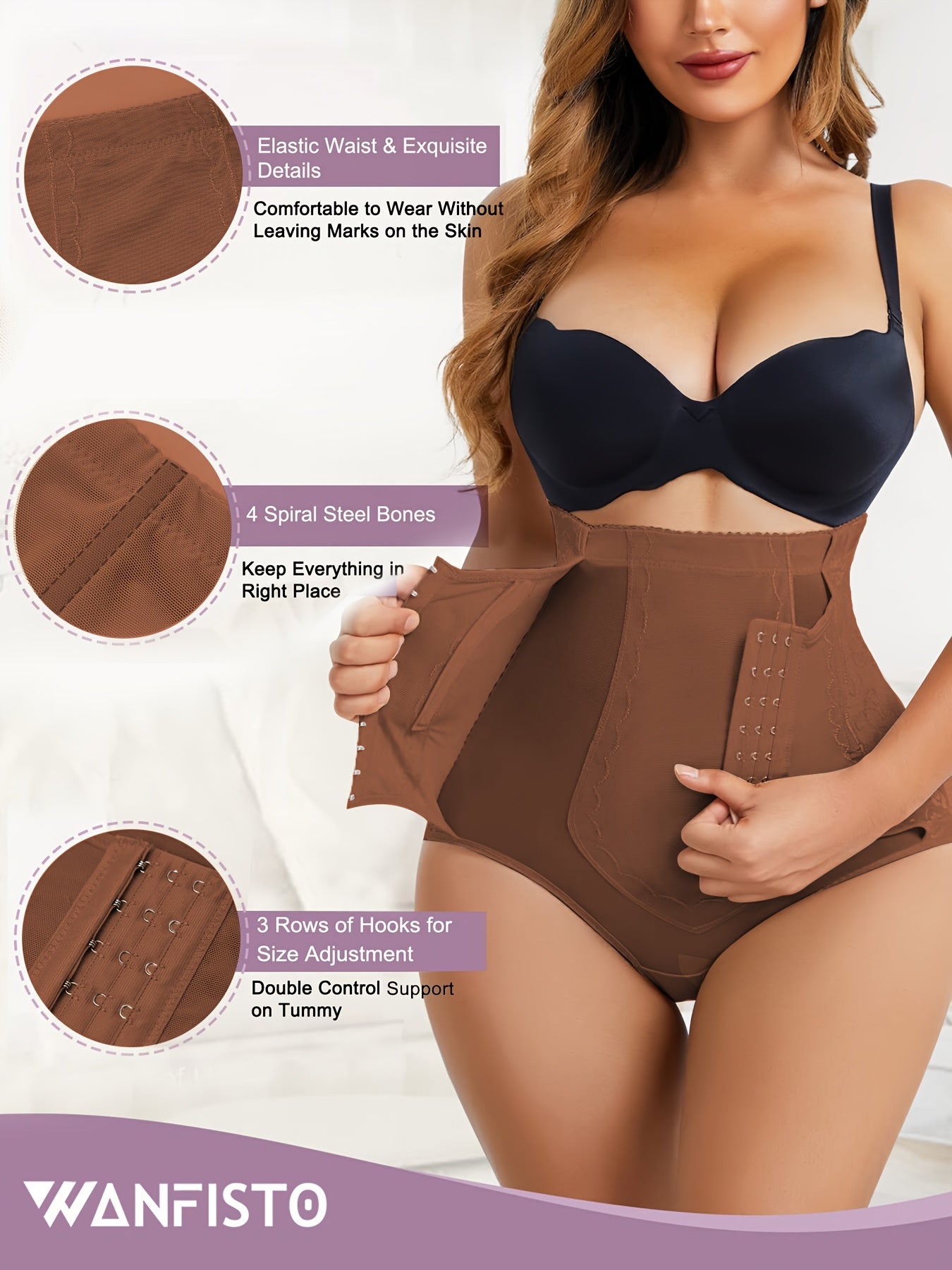 Tummy Control Shapewear With Compression Clasps For Women - High Waisted Tummy Tuck Shaper, Butt Lifting Bodysuit & Fajas Moldeadoras For Elegant Lady