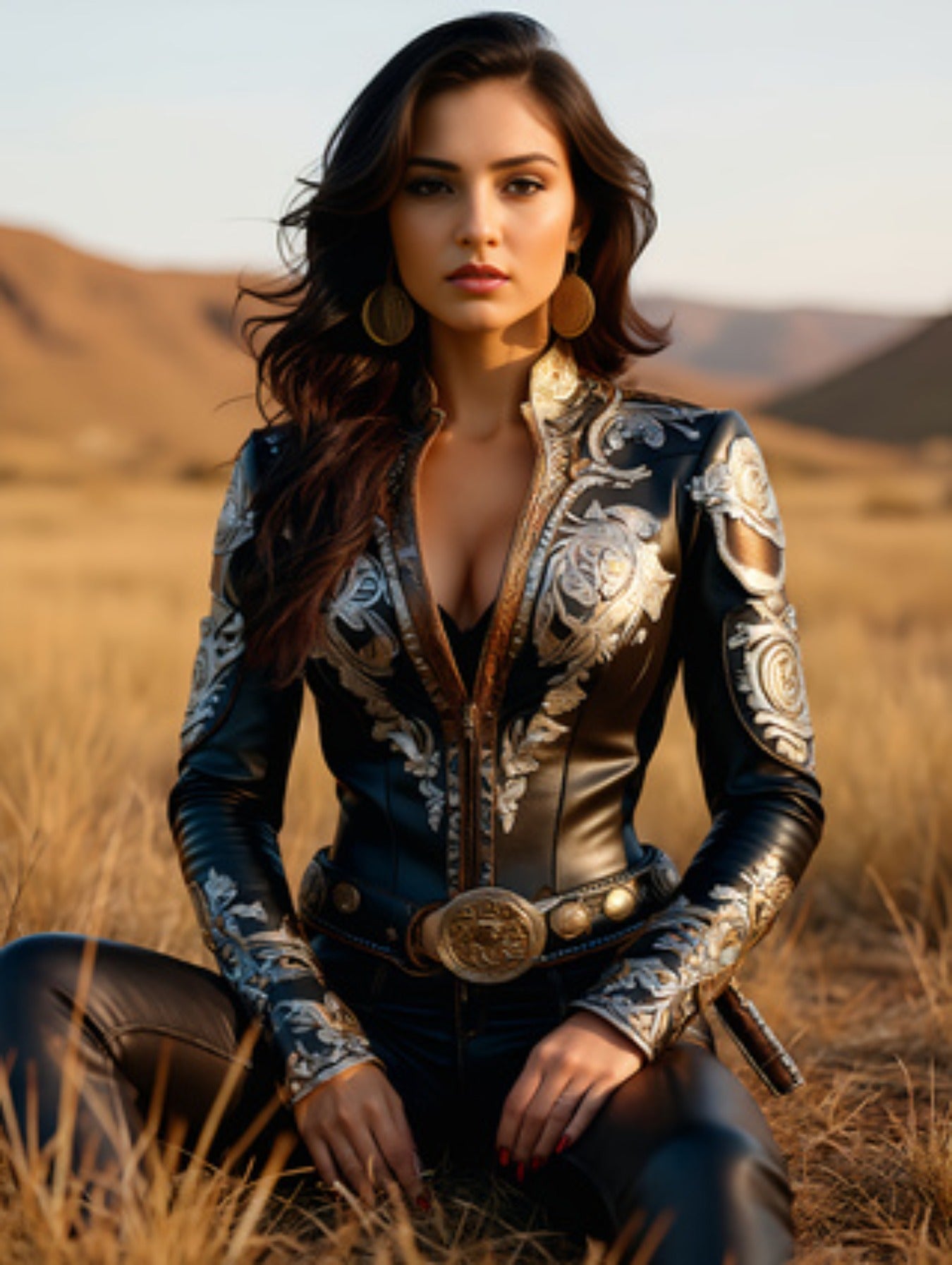 Western Floral Embroidery Zipper Jacket