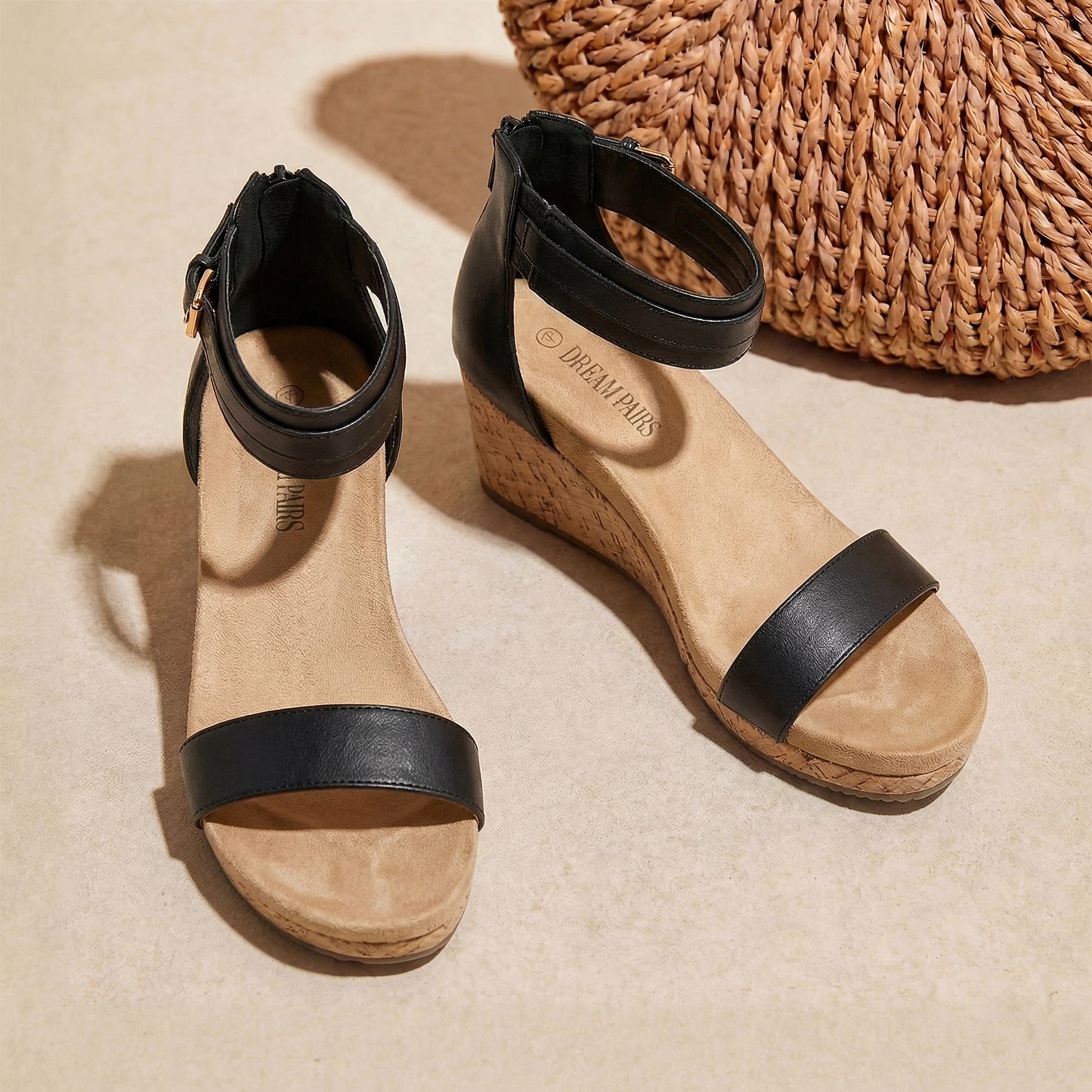 Women'S Open Toe Buckle Ankle Strap Platform Wedge Mid Heels Sandals Stylish and Comfortable and Fashion Shoes Fashion Outdoor Shoes Quick On and Off Suitable for different occasions
