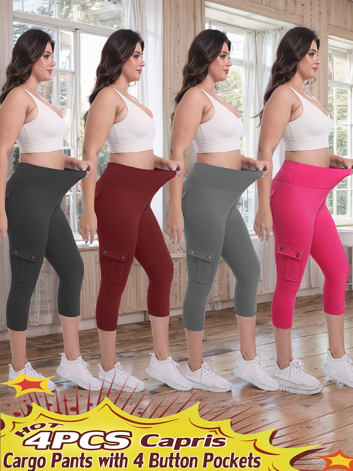 Women's Black/Pink/Blue/Rose Polyester High-Waist Leggings - product view 22