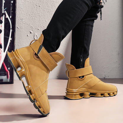 Black Red Trendy Hiking Inspired High Top Shoes Easy Wear Men Women Couple Comfy -Like Casual Shoes Versatile Everyday Street Style Commute Outings Date Nights