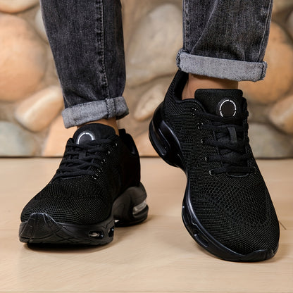 Men'S Air Cushioned Sports Shoes, Fashionable And Breathable Lace Up Running Shoes, Casual Outdoor Lightweight Walking Shoes