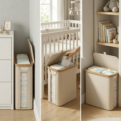 Foldable Bamboo Storage Organizer - Water-Resistant Space-Saving Design
