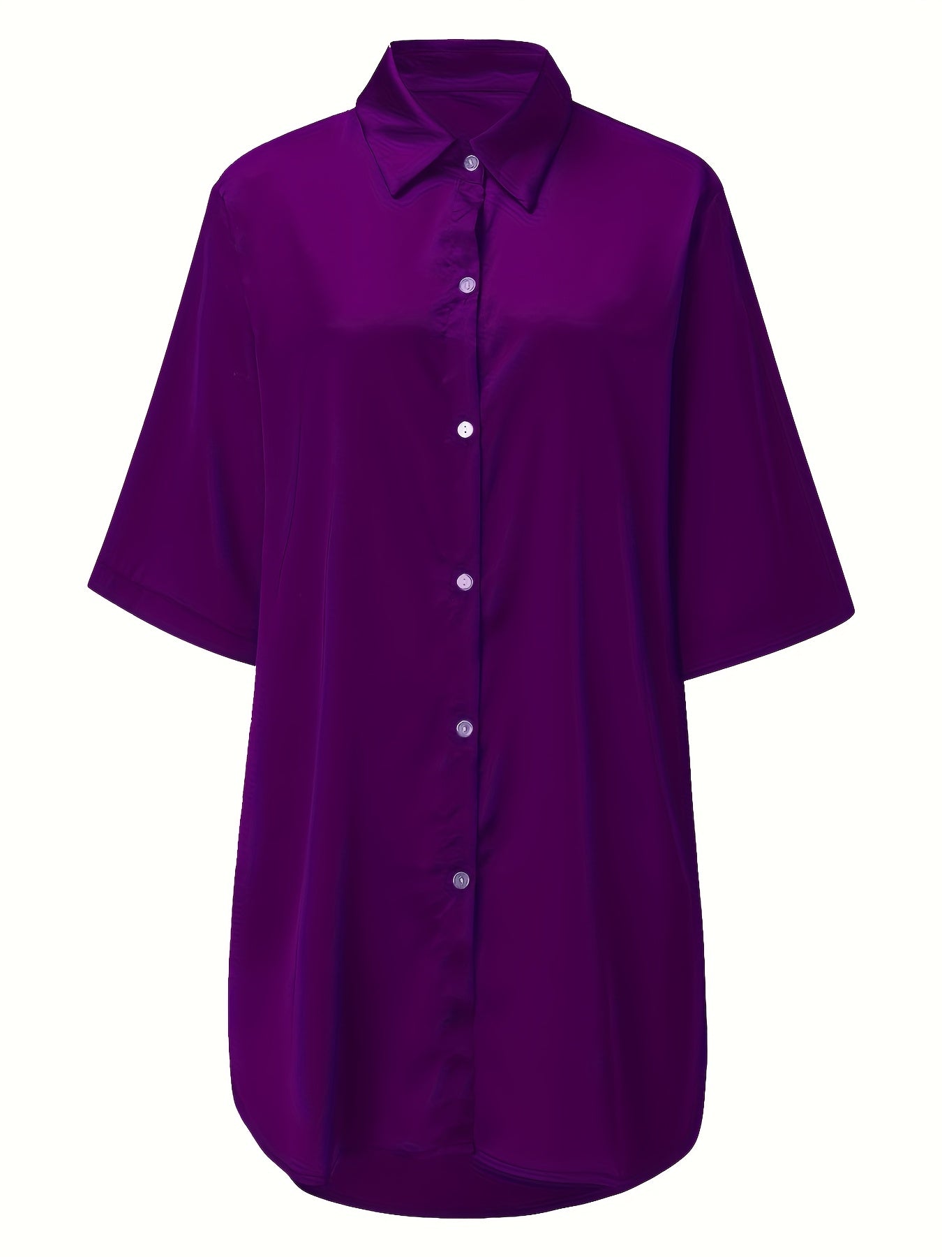European And American Solid Color Sexy Shirt for Women Comfortable And Smooth Home Wear Long Pajamas