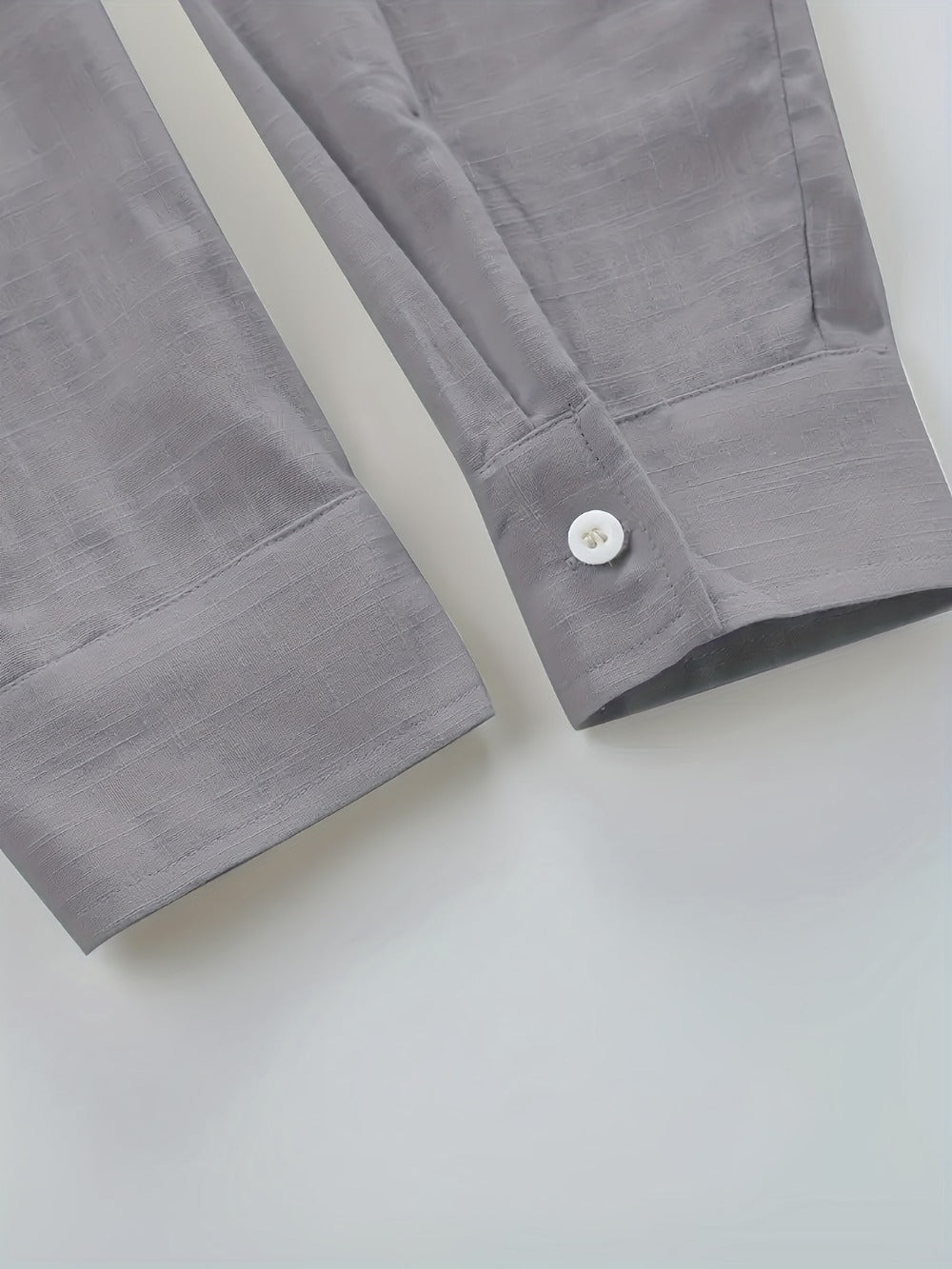 Men's Solid Plus Size Long Sleeve Casual Shirt - Stretch