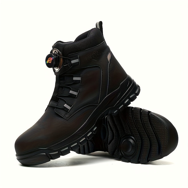 Steel Toe Work Safety Shoes - Puncture-Proof, Anti-Smash, Non-Slip, Shock-Absorbing, with Convenient Rotating Buckle, High-Top Protective Design - Ideal for Men And Women In Industrial, Construction, And Outdoor, All Seasons, Father's Day Gift