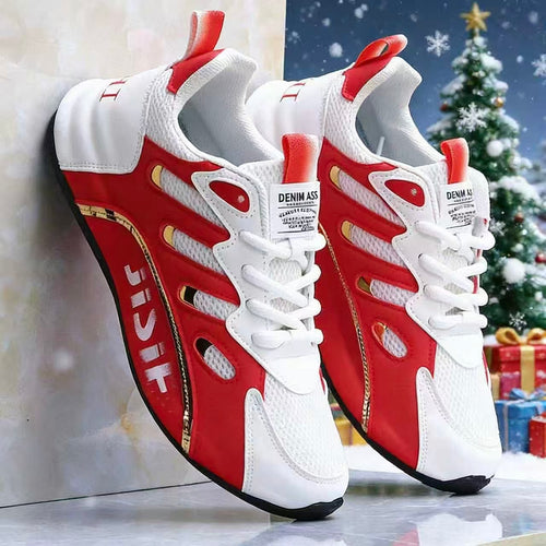 Sneakers, Zapatos Para Hombres Spring New Fitness Training Shoes, Low Cut Lace Up, Couple Style Red Design Walking Shoes, Soft and Skin Friendly, Providing Good Comfort, Breathable and Comfortable, Suitable for Both Sports and Leisure