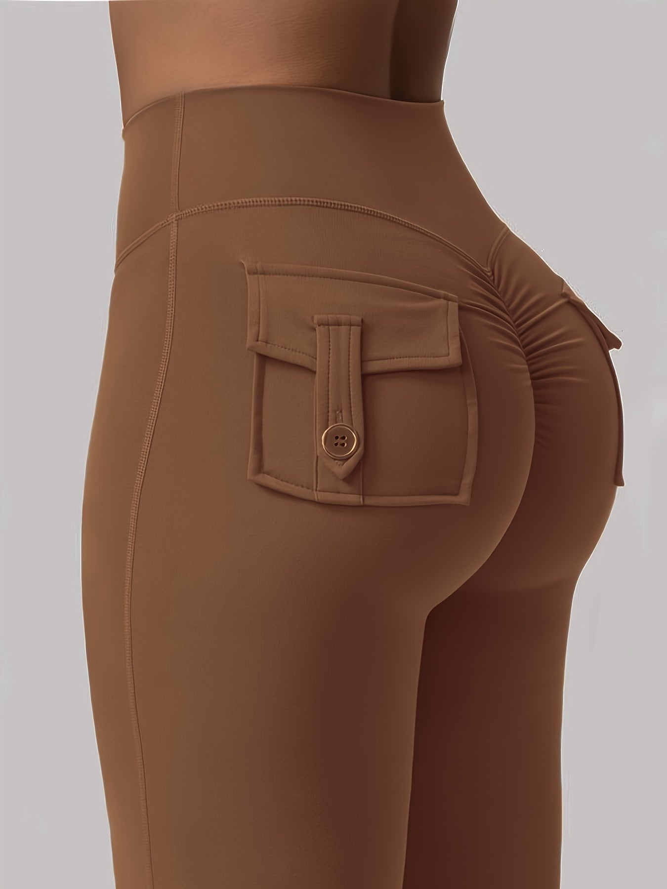 New Women'S Casual Loudspeaker Yoga Pants Training Loudspeaker Pants High Waist Work Clothes Belt Pocket Sportswear