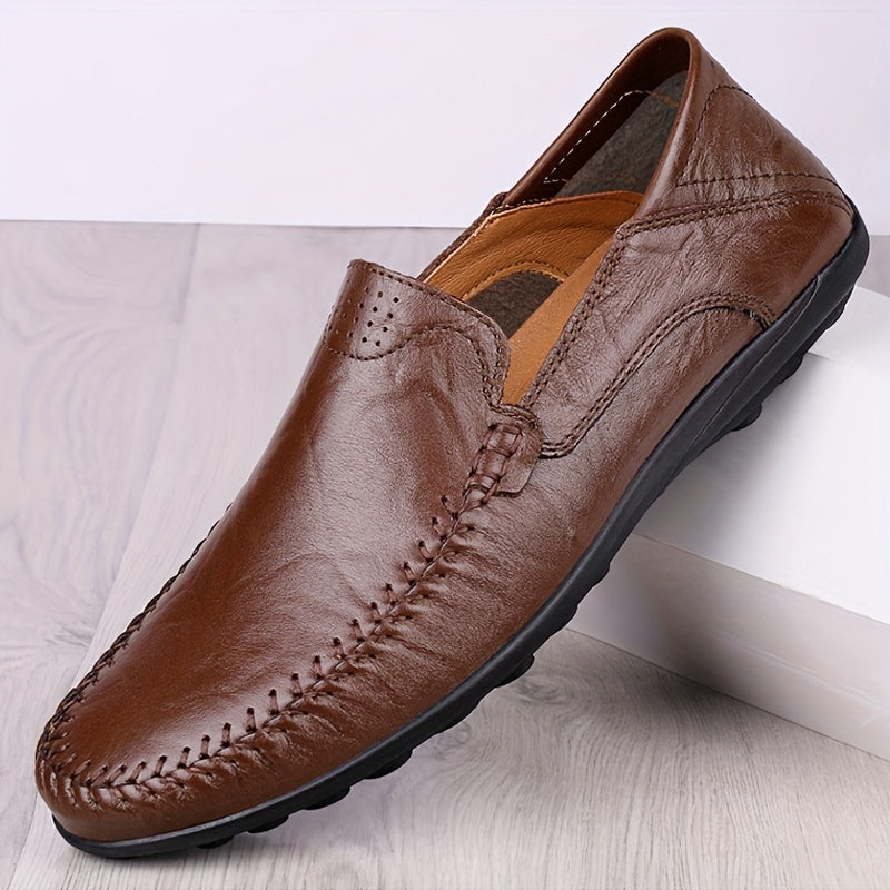 CLOHOO Men's Slip-On Loafers - Slip-Resistant Rubber Sole, Elegant Black Business & Casual Shoes, All-Season Formal & Everyday Footwear for Office, Meetings, Social Events - Durable & Easy-Clean